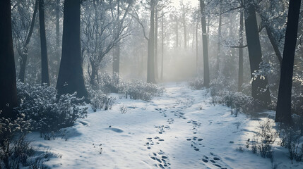  Winter Wonderland: A Snowy Path Through a Mystic Forest