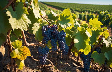 Wall Mural - grapes in vineyard