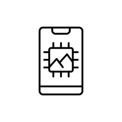 Poster - Ai image generator outline icons, minimalist vector illustration ,simple transparent graphic element .Isolated on white background