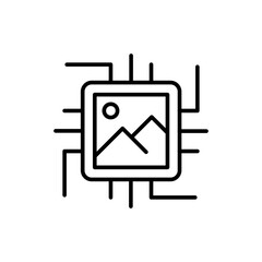 Poster - Ai image generator outline icons, minimalist vector illustration ,simple transparent graphic element .Isolated on white background