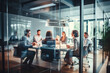 © ty - Blurred corporate business team and manager in a meeting in modern glass office