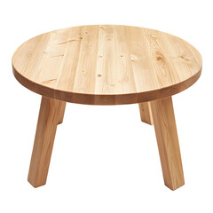 Poster - Modern and minimalist round wooden table with sturdy legs, on a transparent background, ideal for interior design projects