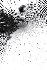 Poster - Abstract monochrome artwork featuring a burst of dots radiating from a central point, creating dynamic visual energy.