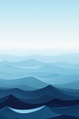 Poster - A serene abstract illustration of layered blue ocean waves, capturing tranquility and depth.