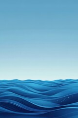 Poster - Serene digital waves in varying shades of blue against a tranquil sky, evoking a sense of calm and peace.