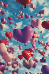 Wall Mural - Heart Shaped Balloons