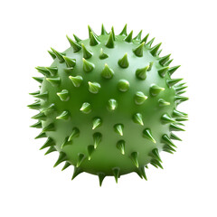 Poster - 3d rendering of a rotating green spiky ball on a transparent background, ideal for scientific and medical use