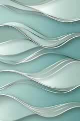 Poster - Abstract waves in soothing teal and silver tones create a modern, flowing design.