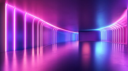 Poster - abstract futuristic technology background featuring 3d render with cyber screen and glowing neon lig