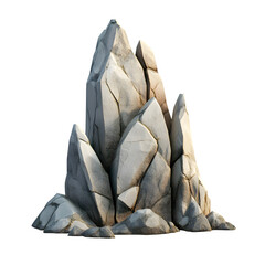 Poster - Sharp rock cluster creating mountain peak, isolated on a clear background, perfect for photo editing