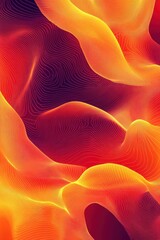 Poster - Vibrant abstract waves of orange and red, creating a fluid and dynamic composition with a sense of movement.