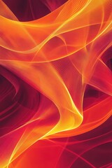 Poster - Vibrant abstract waves of red and gold intertwining in a dynamic and energetic composition.