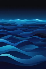 Poster - Abstract deep blue ocean waves create a calming, soothing atmosphere, emphasizing tranquility and depth.