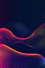 Poster - Vibrant abstract waves in neon pink and purple hues create a captivating digital landscape.