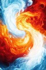 Poster - Abstract swirls of red and blue waves blend harmoniously, creating a dynamic and vibrant composition.