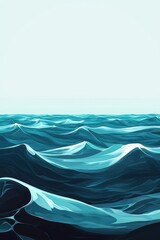 Poster - Vibrant turquoise waves rolling under a pale sky, creating a serene ocean landscape.