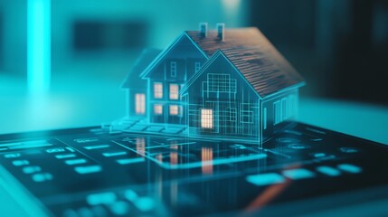 Aufkleber - Digital representations of homes are showcased on a sleek interface, illustrating how ai enhances real estate marketing and visualization processes.