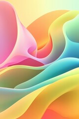 Poster - Vibrant waves of pastel colors blend seamlessly in an abstract design, creating a soothing and dynamic visual experience.