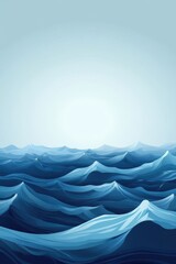 Poster - A serene view of undulating ocean waves in various shades of blue under a soft, light sky.