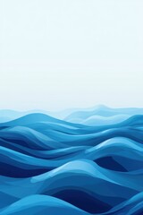 Poster - A serene abstract of rolling ocean waves in various shades of blue, creating a calming and tranquil atmosphere.