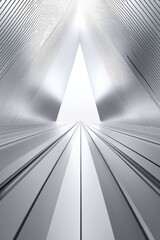 Poster - A striking abstract image featuring sharp metallic lines converging towards a bright, luminous triangle.
