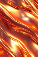 Poster - A stunning abstract image featuring flowing waves of shiny orange and gold tones, creating a warm, dynamic atmosphere.