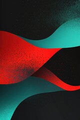 Poster - Abstract design featuring flowing red and teal waves against a dark background, creating a dynamic visual contrast.