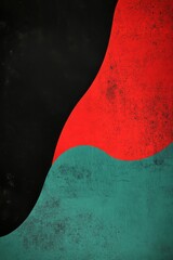 Poster - Abstract design featuring bold red, teal, and black shapes, creating a harmonious balance of colors and textures.