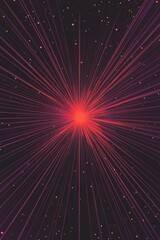 Poster - A vibrant explosion of red and pink rays radiate against a dark starry background, creating a mesmerizing cosmic atmosphere.