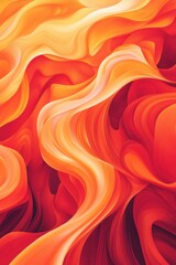 Poster - Vibrant orange and red abstract waves create a visually captivating background.
