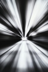 Poster - An abstract black and white burst of light, conveying motion and energy, creating a dramatic visual effect.