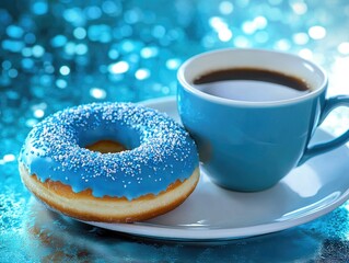 Wall Mural - Cup of Coffee and Donut