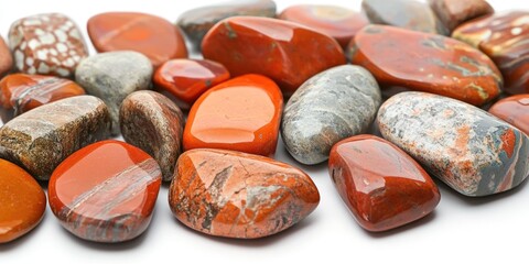 Wall Mural - Colored rocks on white background