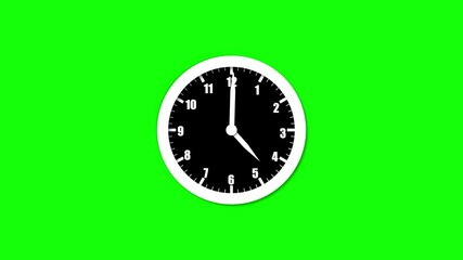 Poster - Clock or stop watch. Simple clock icon with abstract wall clock animation and countdown on green background.