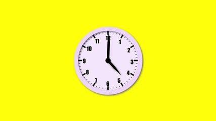 Poster - Clack icon animation on yellow background. Spinning analog clock icon animation with time progression and technology.
