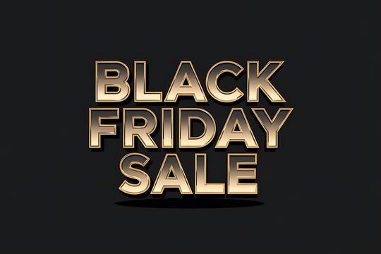 Black Friday Sale 3D Banner Gold Letters on Black Background