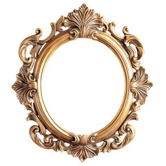 Aufkleber - Golden oval frame with detailed baroque carvings, ideal for showcasing artwork or photos, with a clear background