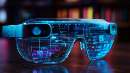 Aufkleber - Smart glasses equipped with cutting-edge AI technology display interactive data overlays in real estate.