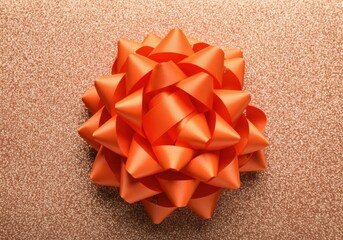Wall Mural - orange bow is enhancing an elegant gift, adding a touch of festive charm