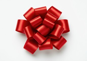 Wall Mural - shiny red ribbon bow isolated on white background, perfect for adding a touch of elegance to gifts a