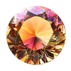 Aufkleber - Exquisite round cut diamond with vibrant fancy deep brownish orangy pink color against a clear backdrop, ideal for luxury and jewelry concepts