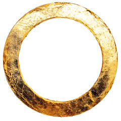 Leinwandbilder - Gold foil adds texture to circular frame, providing a blank space on transparent background for design elements