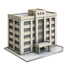 Poster - Modern office building in isometric view, ideal for architectural visualization and urban planning projects with transparent background