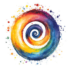 Fototapete - Colorful watercolor spiral creating an enchanting rainbow vortex, ideal for transparent background creative projects