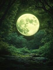 Wall Mural - Full Moon in Night Sky