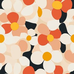 Poster - Colorful floral patterns in vibrant hues showcasing nature's beauty in a modern design style
