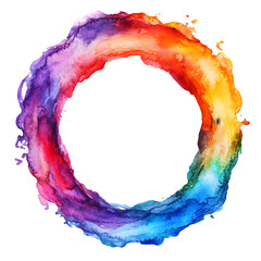 Leinwandbilder - Colorful watercolor circle forming a border against a see-through backdrop, ideal for adding a pop of color