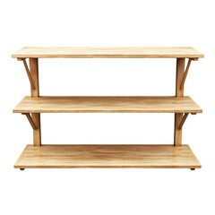 Poster - Elegant wooden shelf with transparent background, ideal for displaying products or decor in different arrangements