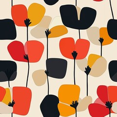 Poster - Colorful floral pattern with abstract shapes and vibrant colors designed for modern decor