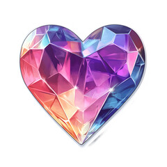 Poster - Colorful gemstone heart with white border, ideal for valentine's day, love, romance, passion, or luxury-themed projects
